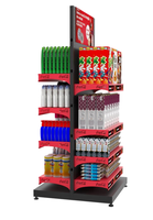 Étagère de présentation gondole double face personnalisée légère en métal pour magasin de proximité, pharmacie, écologique