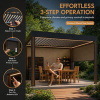 Pergola murale modulaire en aluminium à lames orientables, connectable, trois panneaux, séparateur d'intimité 3x3m, auvent motorisé pour balcon, événement ou mariage