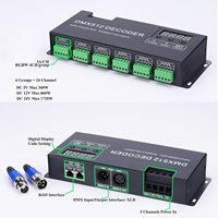Decodificador de Pantalla Digital DMX para Tiras LED RGB, 24 Canales, DC5V-24V, 3A/CH, 6 Grupos, Controlador LED DMX512
