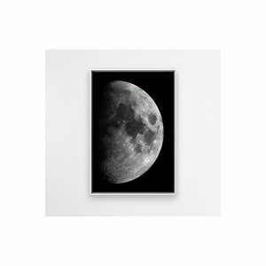 Half Moon <b>Canvas</b> Print: Lunar Surface Astronomy Wall Art,WHITE <b>FRAMED</b> <b>CANVAS</b> - Product Image 2