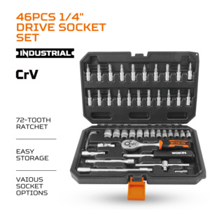 WOKIN 155146 46 قطعة 1/4in اليد أداة وجع مجموعة مقابس - Product Image 6