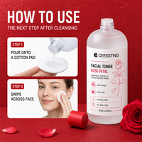 Tónico Facial Mayorista Suave para el Cuidado Diario de la Piel, Refrescante Post-Limpieza, Equilibrante e Hidratante con Pétalos de Rosa y Hamamelis