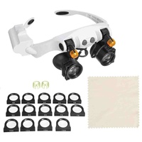 Loupe professionnelle réglable 3X 4X 5X 6X 7X 10X 15X avec 7 lentilles, lumière LED, bandeau, loupe en verre, lunettes grossissantes avec lampe