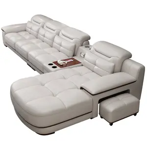 European style living room furniture double seat chaise sofa simple small apartment Italian leather sofa Nordic single sofa