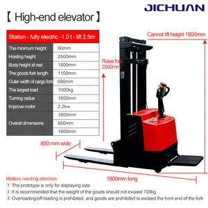 小型電気スタッカー全電気スタッカー中国フル電気パレットスタッカーバッテリースタンディングミニフォークリフト