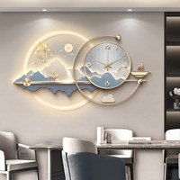 Horloge décorative de restaurant de luxe léger, nouvelle collection 2026, pour mur de fond de salon, tableau mural haut de gamme pour table à manger