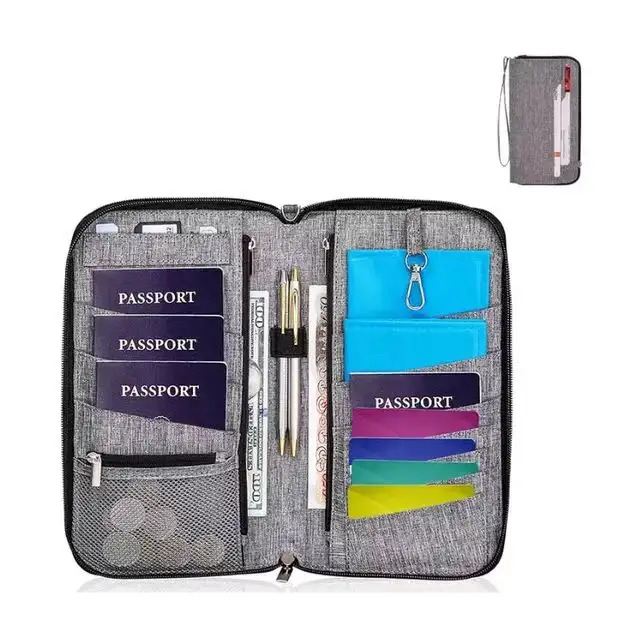 Organizador de documentos de viagem personalizado, porta-passaporte e cartão, suporte de passaporte com encaixe para cartão