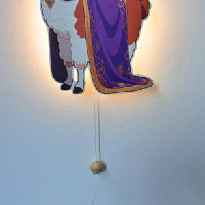 Decoración de pared de madera de Alpaca, luz de pared LED para guardería, interruptor de cable de tracción con pilas <span class=keywords><strong>AA</strong></span>, luz nocturna de diseño Animal para niños - Product Image 6