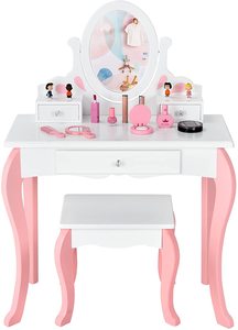 Makeup Desk Mirror Kids Cane Girl Suit Children <strong>Little</strong> Dressing <strong>Table</strong> for Girls Bedroom - Product Image 6