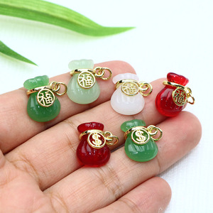 JS2121 18k Gold Plated Green White Red Dollar Sign Money <strong>Bag</strong> <strong>Charms</strong> Pendants,Money <strong>Bag</strong> <strong>Charm</strong> for DIY Jewelry Making Supply - Product Image 1