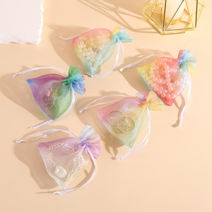 Nouveau sac de fil de couleur dégradé coloré fil de perle réfléchissant Transparent sac de fil Kegen bijoux sac d'emballage cadeau de bonbons - Product Image 3