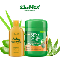 Kit professionnel de salon 2-en-1 : Shampoing neutralisant à la crème Cortial et lissage permanent des cheveux africains avec huile d'argan
