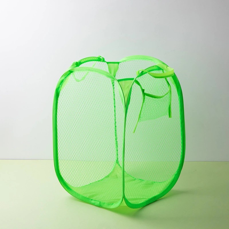 Foldable nylon mesh pop-up organization storage household candy color Home family storage Toy container Laundry basket bag