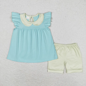 ชุดเสื้อผ้าเด็กผู้หญิงฤดูร้อนใหม่ อายุ 2-16 ปี เสื้อยืดแขนสั้นและกางเกงขาสั้น ชุดเด็ก 2 ชิ้น ผ้าฝ้าย - Product Image 4