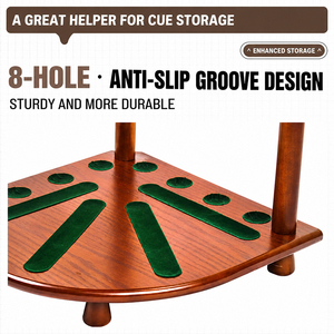Support de sol pour queues de <span class=keywords><strong>billard</strong></span> en bois de noyer, 8 trous, placage MDF, bois massif, montage facile, support pour queues de <span class=keywords><strong>billard</strong></span> et de snooker, CE OEM - Product Image 4