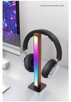 Lampe de bar en bois LED à rythme sonore activé par le son RGB avec support pour casque pour bureau de jeu, rétroéclairage TV, décoration intérieure