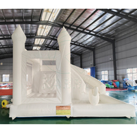Château gonflable blanc certifié CE en PVC, château gonflable avec toboggan et fosse à balles pour mariage en plein air
