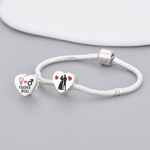 Abalorios de Plata con Forma de Corazón y Gestos de Mano (Niño/Niña) - "Eres Siempre en <span class=keywords><strong>Mi</strong></span> Corazón" - Compatibles con Pulseras <span class=keywords><strong>Originales</strong></span> - Joyería de San Valentín Berluque - Product Image 6