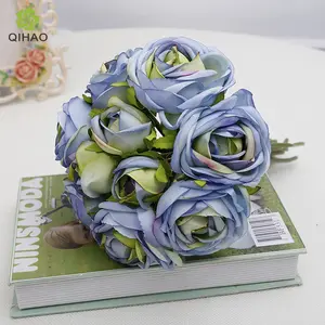 Qihao 10 Hoofd Kunstmatige Rose Bloem Perzische Boterbloem Blossom Lange Steel Zijde Ranunculus Boeket Voor Bruiloft Decoratie