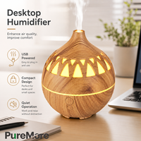 Diffuseur d'arômes en bois à remplissage par le haut, recharge facile, compatible huiles essentielles, lumière chaude pour la maison, le spa, la chambre, humidificateur de table