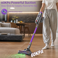 Aspirateur sans fil léger à aspiration automatique réglable, aspirateur à main, 80 minutes d'autonomie pour sols durs/tapis/poils d'animaux/nettoyage domestique