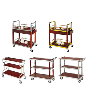 รถเข็นสำหรับเสิร์ฟเหล้าทำจากไม้โลหะ3ชั้นรถเข็นสำหรับร้านอาหารบาร์ของโรงแรมห้องรับประทานอาหารไวน์เบียร์ชาอาหารเสิร์ฟ - Product Image 3
