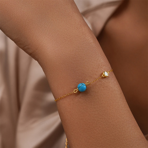 Bracelet CANNER Simple S925 en argent sterling classique avec malachite, turquoise et zircon, pour un usage quotidien, plaqué or 18 carats, réglable - Product Image 5