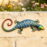Dış Mekan Bahçe Veranda Çit Dekoru için Dış Mekan Dekoratif Gecko Süsü Metal Duvar Heykeli