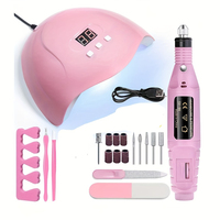 Kit professionnel 7-en-1 de perceuse à ongles électrique USB rechargeable en plastique avec moteur sans balais et séchoir UV pour nail art