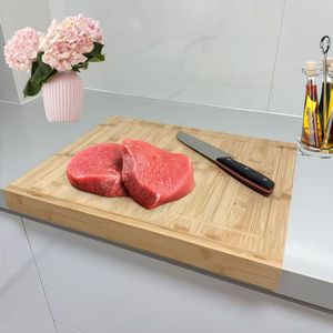 Planche à découper rectangulaire en bambou, bloc de découpe multifonction pour la cuisine, pour légumes, viande, fruits, pain - Product Image 2