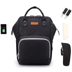 Bolsa de pañales para mamás, conjunto de bolsas para bebé al aire libre, de viaje, gran oferta, negro