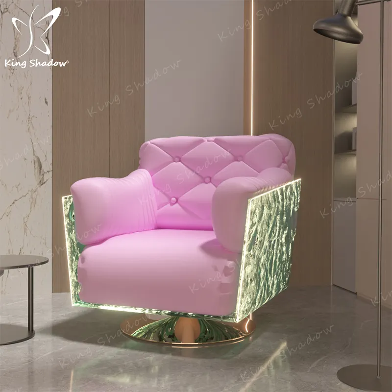 Kingshadow Purple Nordic Leather Acrylic Shell Salon Chair Relaxing Waiting Latest Single Sofa Design