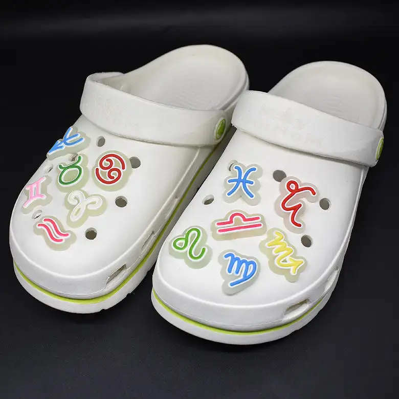 The zodiac paradox with Chinese characteristics glows in the dark sandal decoration. Stars tricky PVC shoes charm for DIY gifts
