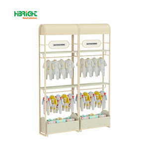 Soportes de góndola de doble cara, elegantes pantallas de pared de madera para tienda de bebés, diseño de interiores, Material de hierro metálico resistente - Product Image 4