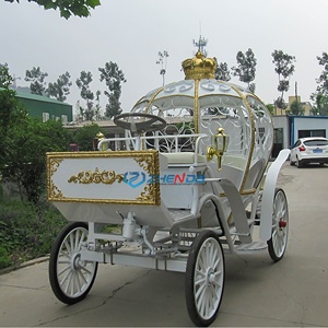 Chariot de Mariage Style Citrouille Blanc à 4 Roues pour Centre de Table – Prix de Gros - Product Image 3