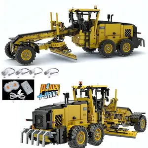 NEW MOC-54777 1:12 Scale Model Farm RC Grader Engineering Vehicle G970 Building Block Remote Assembly Toy Boy's Birthday Gifts
