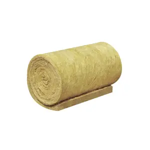 Thermally insulated sound absorbing materials shrink packing fireproof rock wool blanket/roll/felt for steel buildings roof/wall