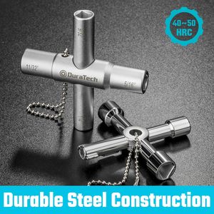 Clé multifonctionnelle en acier à 4 voies pour robinet, outil de réparation manuel pour vannes, robinets et robinets d'arrêt - Product Image 4