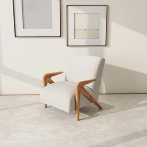 Solid Wood Single <b>Sofa</b> Chair Light Luxury Leisure Indoor Designer Vintage Style - Product Image 6