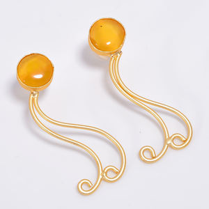 Boucle d'oreille en laiton plaqué or 14k pierres précieuses fabricant de bijoux pierres précieuses en laiton fait à la main fournisseur unique de bijoux en pierres précieuses en laiton - Product Image 5