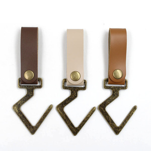 Outdoor camping storage rack <b>hooks</b>, PU leather and metal coat <b>hooks</b>, no-drill tripod <b>hooks</b>, camping <b>hooks</b> - Product Image 1