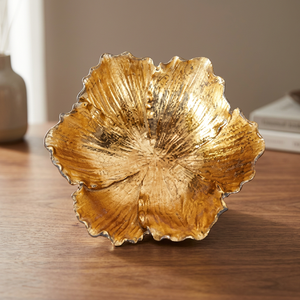 Assiette décorative en métal en forme de fleur, faite à la main, polie, style glamour, motif végétal, vaisselle et assiettes - Product Image 5