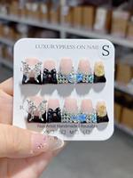 Ensemble de faux ongles en ABS en forme de bec de canard gothique, pointes longues, colle réutilisable, 10 pièces, pour les doigts, fête d'Halloween, utilisation pour les enfants, option de logo personnalisé