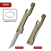 Couteau utilitaire pliant mini portable en alliage de titane EDC avec lame et manche en titane, ouvre-bouteille, qualité DIY
