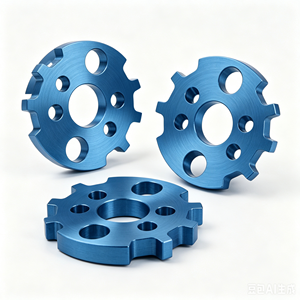 Placa de Brida de Aluminio 6061 con Forma de Engranaje, Anodizada en Azul, para Mecanizado CNC, Torneado y Fresado de Precisión, Conexión Circular, Personalizada OEM - Product Image 4