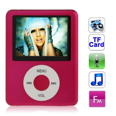 Original 1.8 inch TFT Screen MP4 Player with TF Card Slot Support Recorder FM Radio E-Book and Calendar(Magenta)