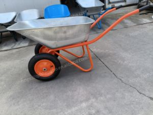 Carretilla de ruedas de jardín WB6417, bandeja galvanizada, carretilla de metal resistente para jardín doméstico, Carretilla con 75 litros - Product Image 4