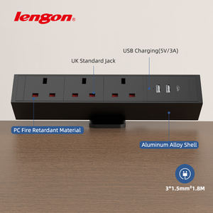 Toma de corriente de escritorio británica al por mayor, 3 salidas, 2 puertos USB, cable de extensión de 3m/9,84 pies, enchufe múltiple, uso comercial nominal 16A - Product Image 3