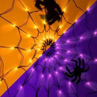 Guirlandes lumineuses LED Halloween en forme de toile d'araignée, blanc chaud, design abstrait, IP44, araignées en peluche, lumières pour maison hantée, fête d'Halloween
