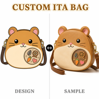 Tas Selempang Hamster Custom dengan Tali Bahu yang Dapat Disesuaikan, Gesper Cakar Lobster Warna Emas, Penutup Ritsleting Cincin D, Lapisan Kulit Vegan Halus